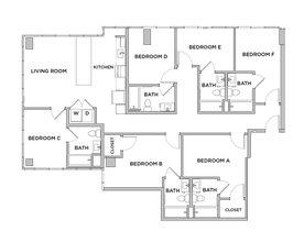 F2 - 6x6 Primary Bedroom Private Bathroom floor plan