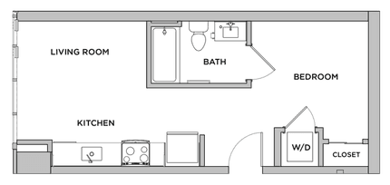 S5 - Studio Primary Bedroom Private Bathroom floor plan