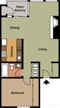 One Bed One Bath G302 floor plan