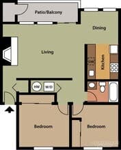 Two Bedroom One Bath D103 floor plan