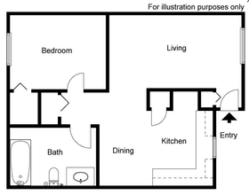 One Bedroom One Bath 033C floor plan