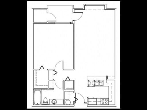 1 Bed 1 Bath A206 floor plan
