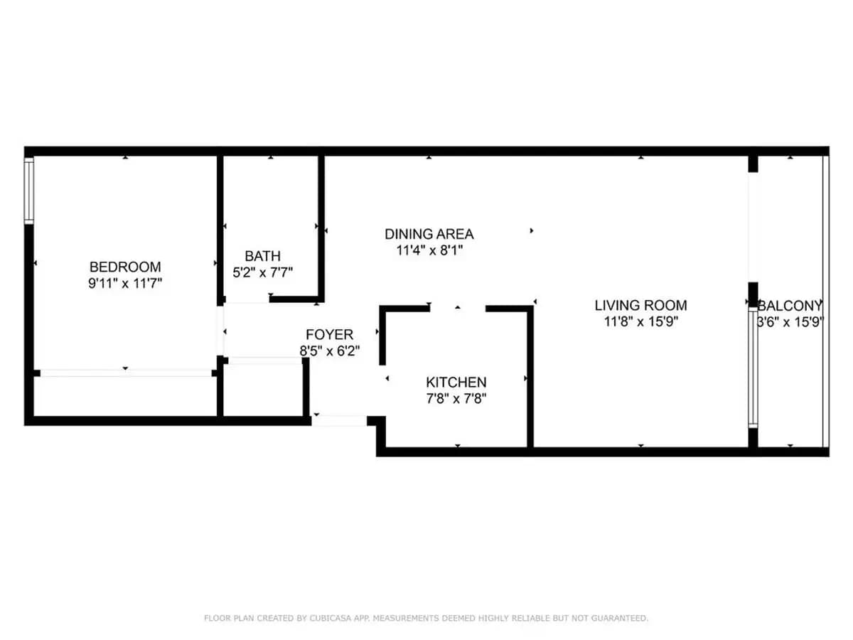 1BR/1BA 103 floor plan
