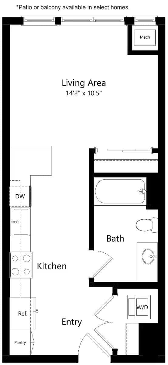 S1 Studio 517 floor plan
