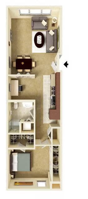 One Bedroom with Den 201 floor plan