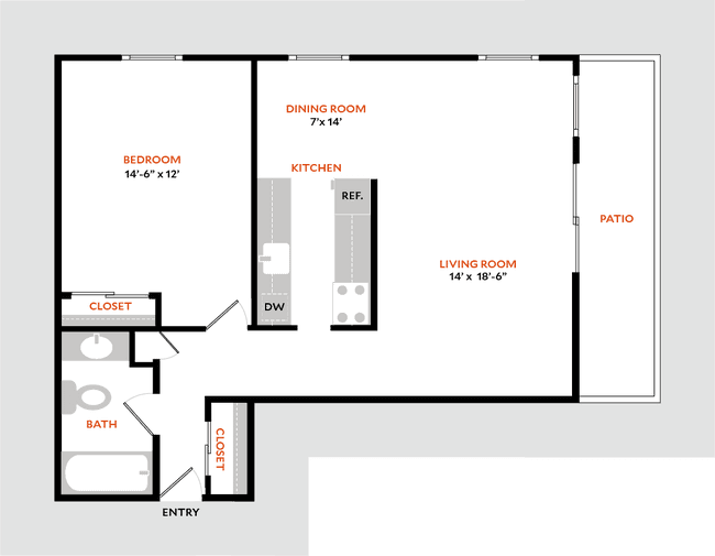 Plan 1B 101 floor plan