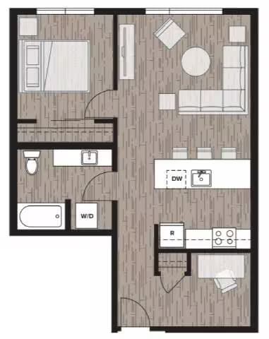 1C | One Bedroom 532 floor plan