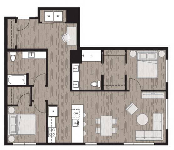 2B | Two Bedroom 224 floor plan