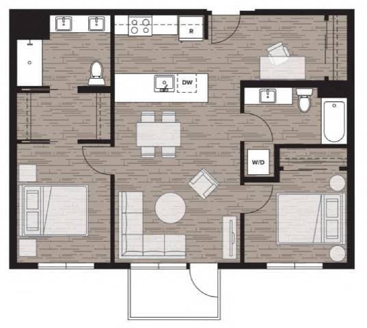 2D1 | Two Bedroom 221 floor plan
