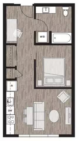 OC | Open One Bedroom 419 floor plan