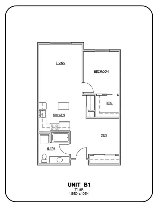 One Bedroom w/ Den floor plan