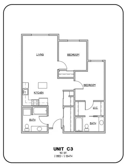 Two Bedroom Two Bath floor plan