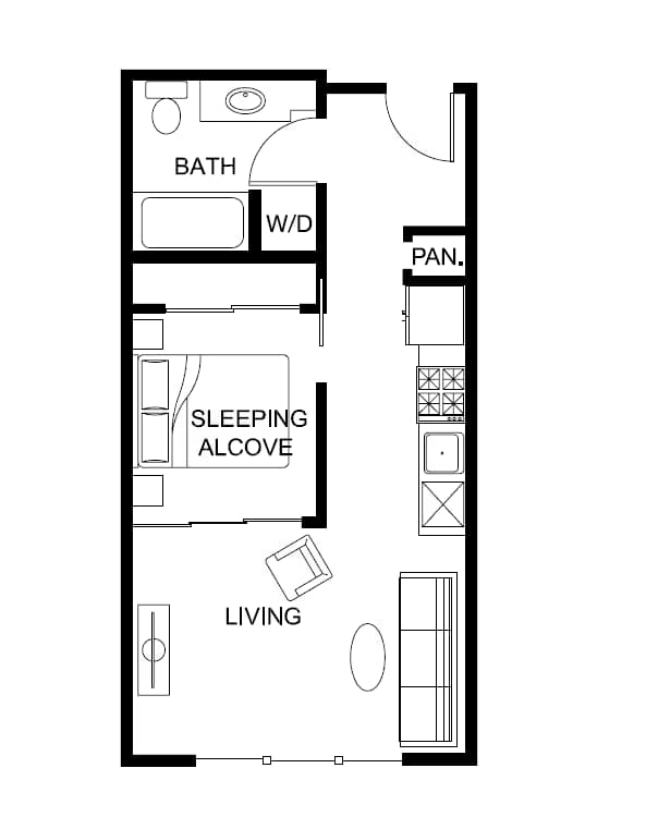 1x1 Open 409 floor plan