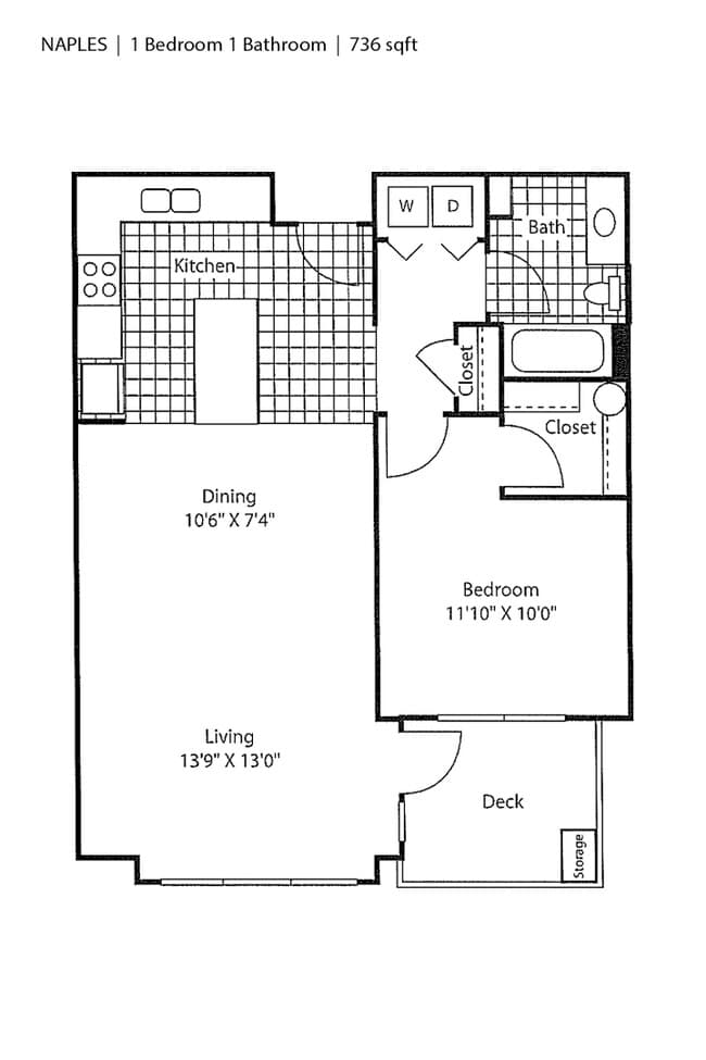 1 Bedroom A2 02-203 floor plan
