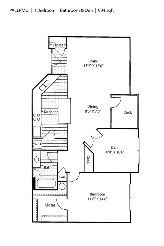 1 Bedroom Den A5 Renovated 07-205 floor plan