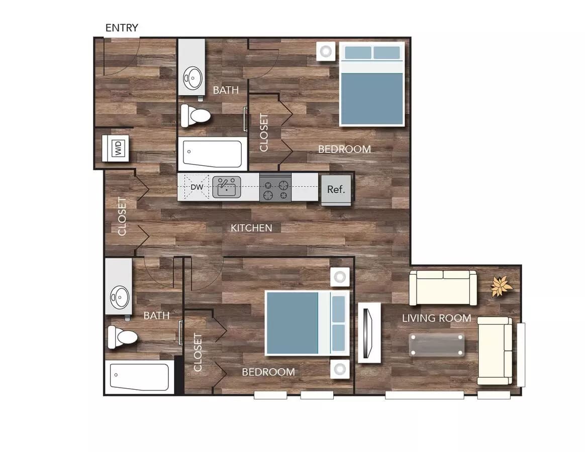 2-Bedroom 2-Bath 405 floor plan