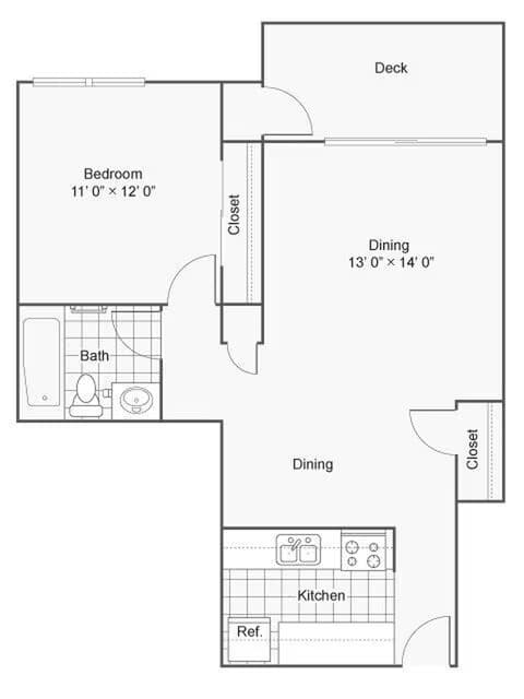 1x1 35-D floor plan