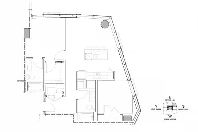 2 Bedroom CPH1 1806 floor plan