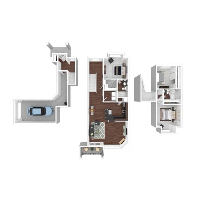 3 Bed 2 Bath B 02-105 floor plan