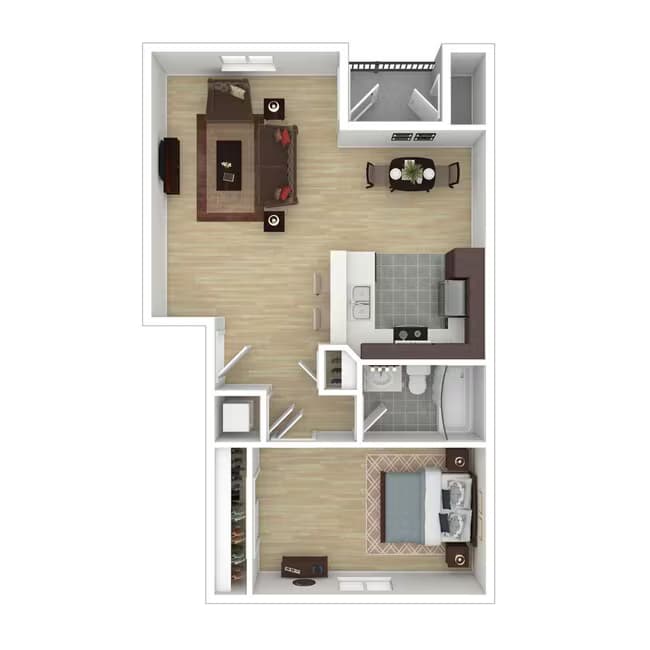 1 Bedroom 1 Bath floor plan