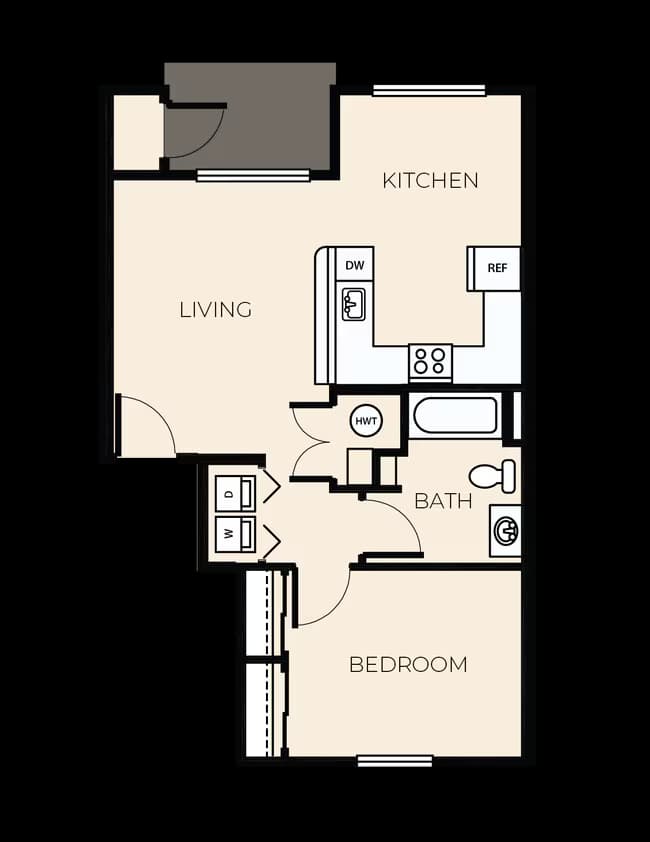 1 Bed 1 Bath A5 L305 floor plan