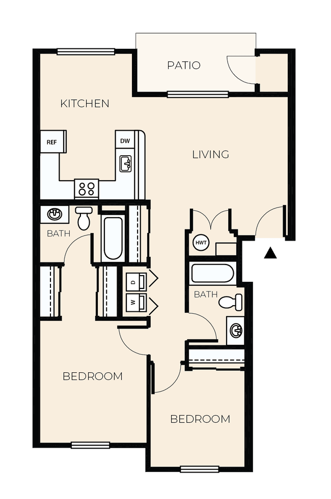 2 Bed 2 Bath B3 H206 floor plan
