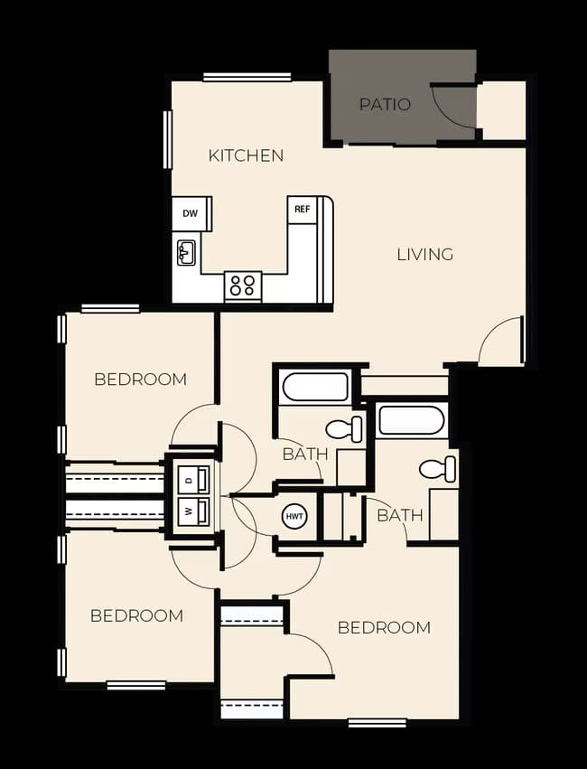 3 Bed 2 Bath C3 Q301 floor plan