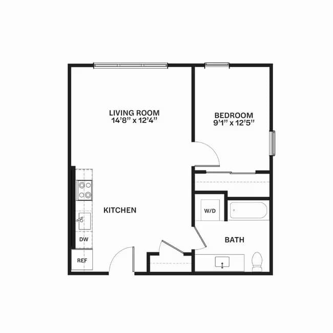 Traditional One Bedroom C25 401 floor plan