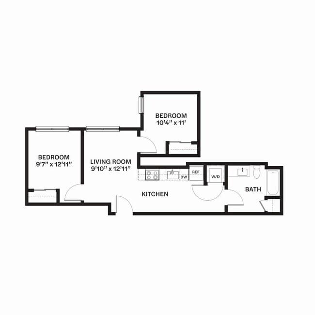 Two Bed One Bath E2 MFTE 209 floor plan