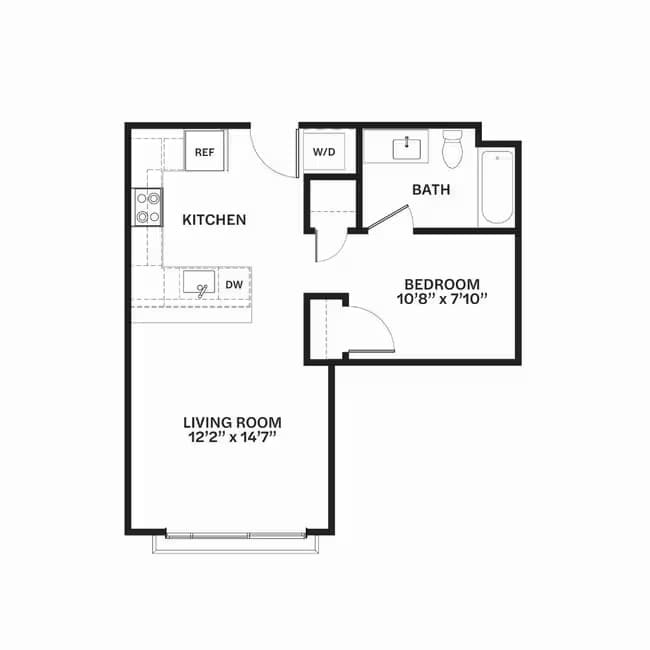 Urban One Bedroom B2 408 floor plan