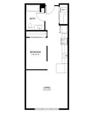 Open 1x1 B3 702 floor plan
