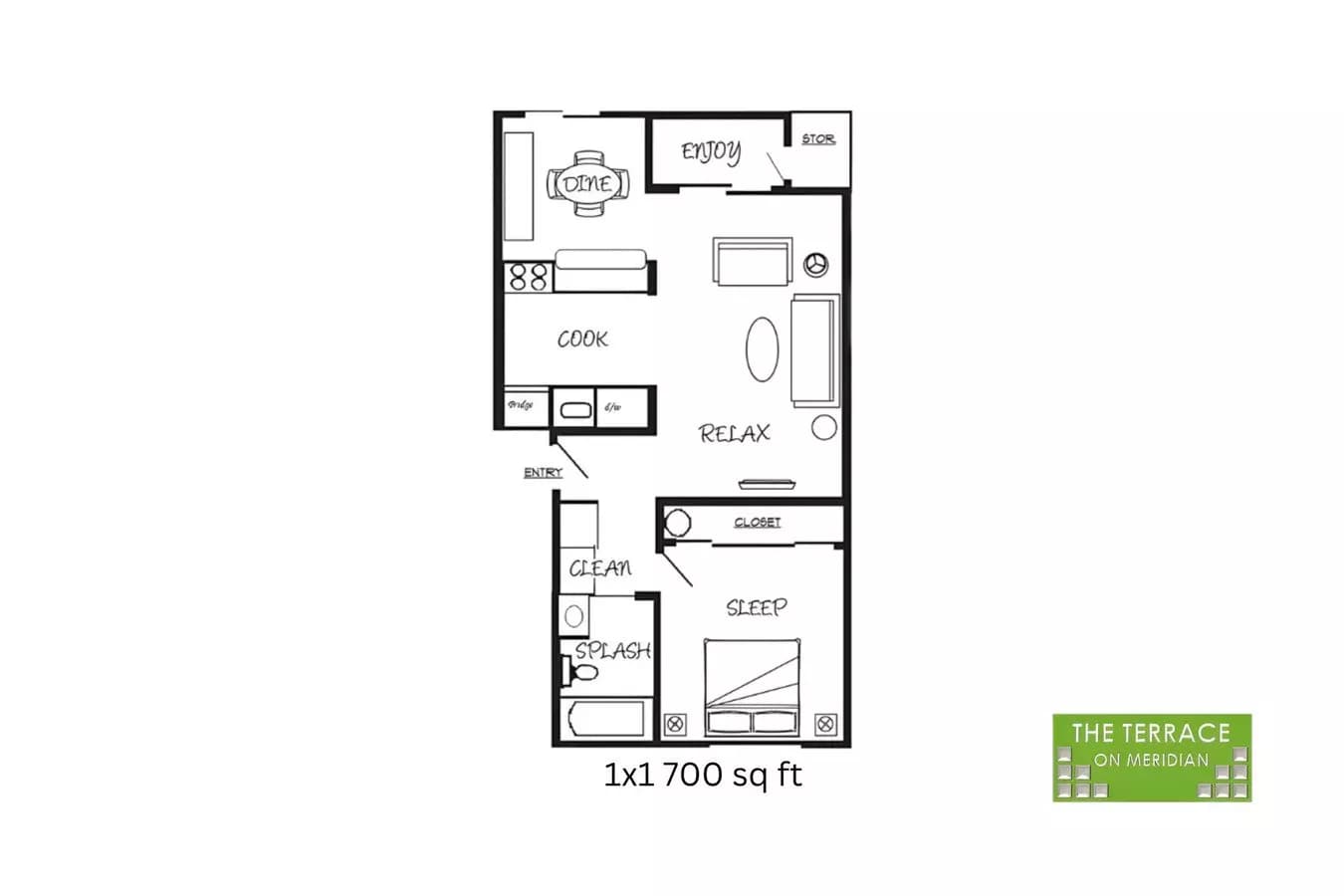 One Bedroom Q-Q204 floor plan