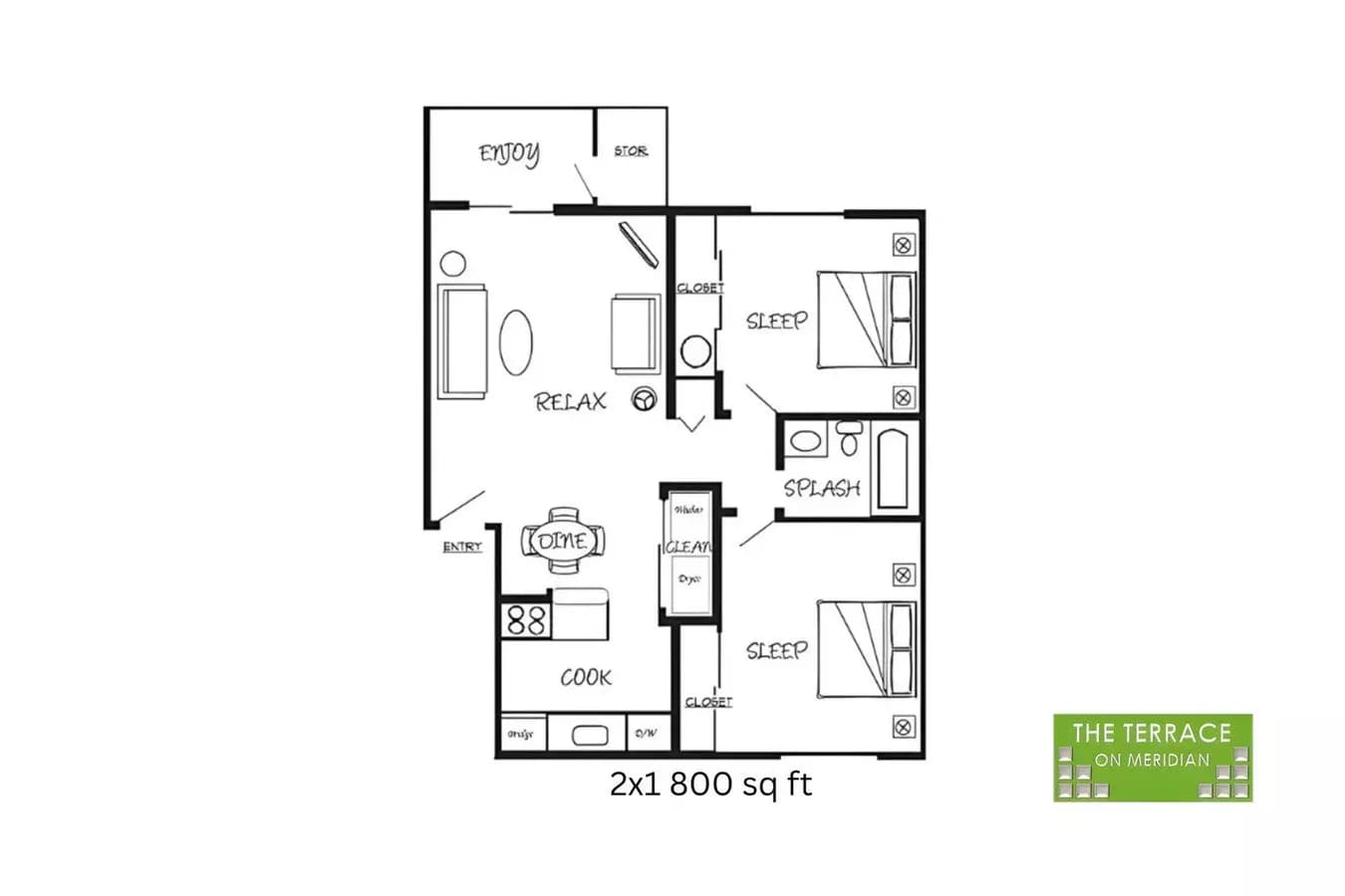 Two Bedroom One Bath L-L204 floor plan