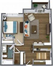 One Bedroom E208 floor plan