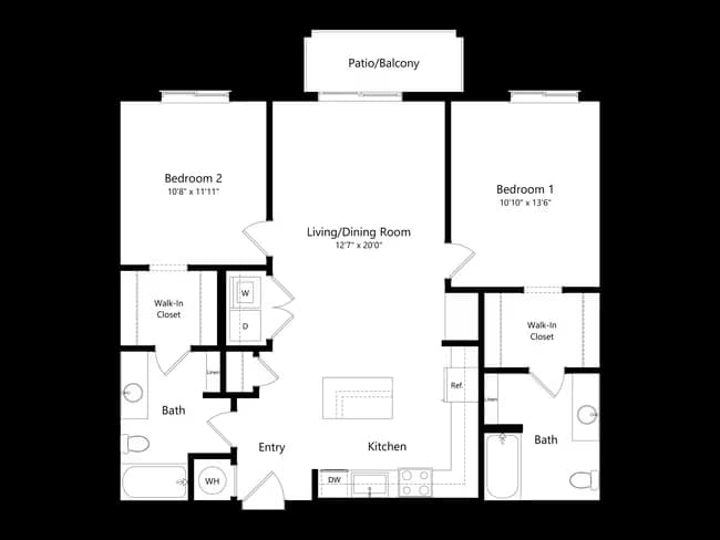 2 Bed B1 10-306 floor plan