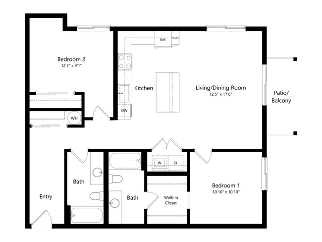 2 Bed B3 01-302 floor plan