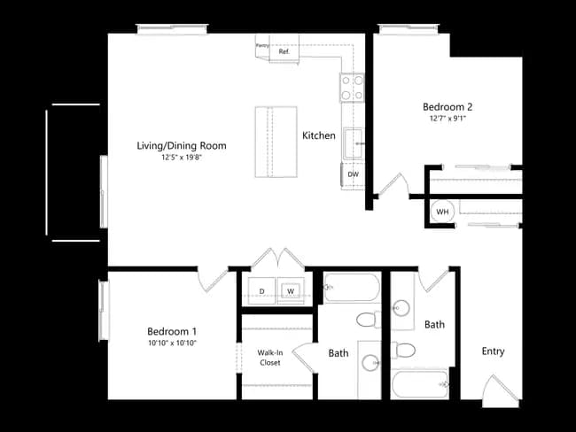 2 Bed B4 01-307 floor plan