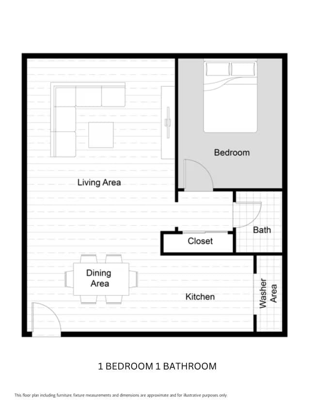 1 Bed 1 Bath F45 floor plan