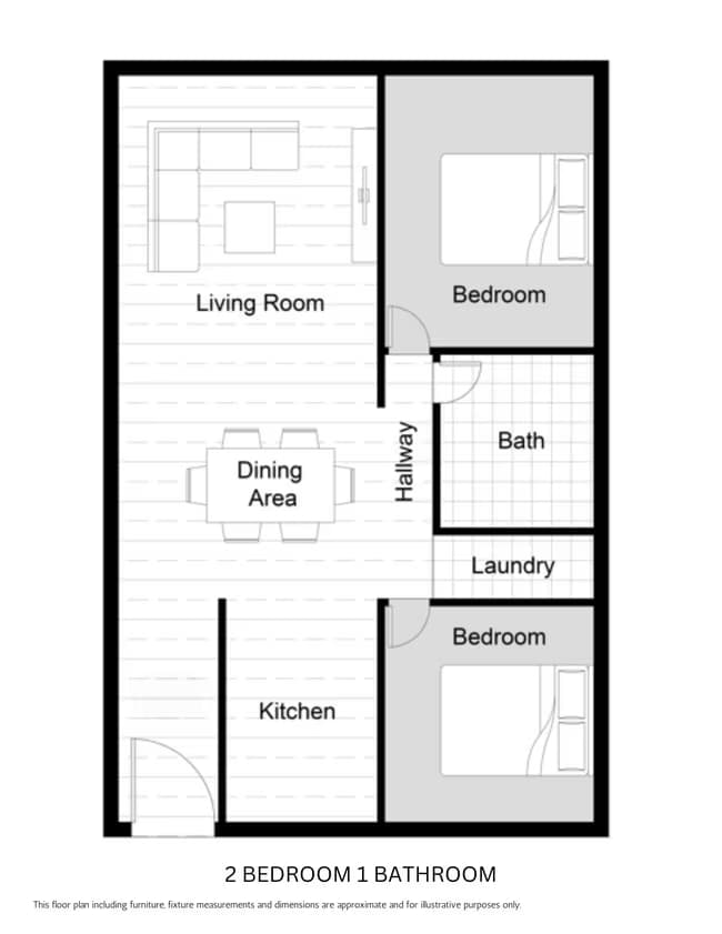 2 Bed 1 Bath A02 floor plan
