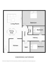 3 Bed - 1 Bath H70 floor plan