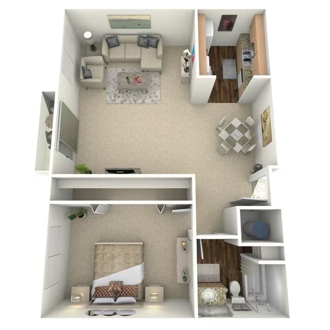 1x1R 308 floor plan