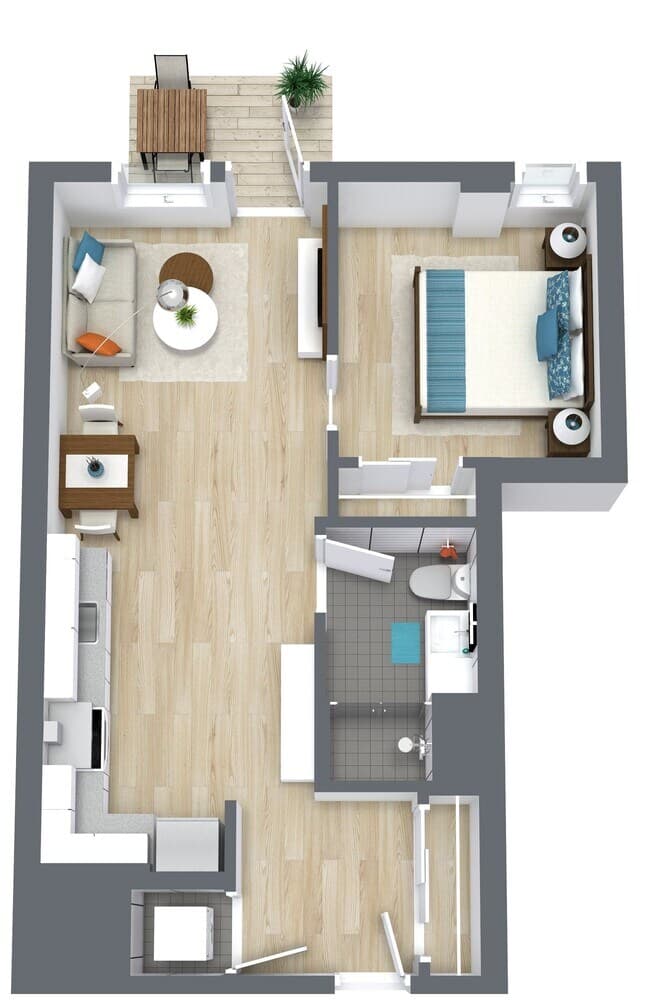 1x1 L 614 floor plan