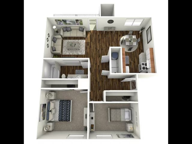 2 Bed, 1 Bath 20031-A floor plan