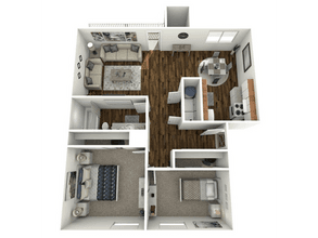 2 Bed, 1 Bath 20015-B floor plan