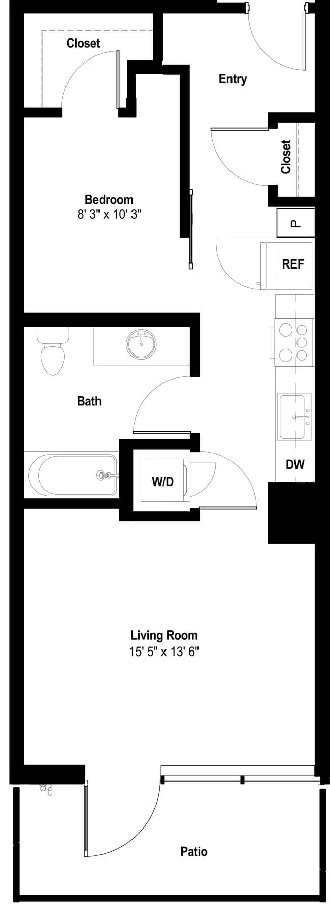1x1 Urban C 1315 floor plan