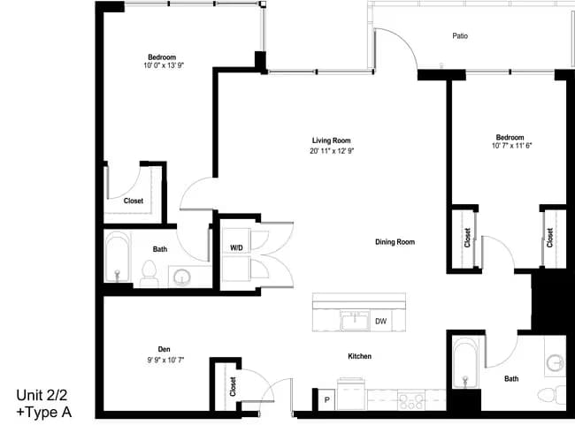 2x2 B PH 1509 floor plan