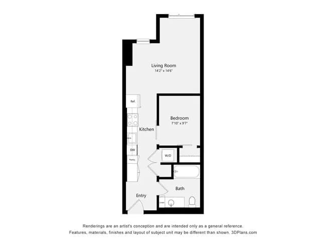 Urban One Bed One Bath 4 ARCH 335 floor plan