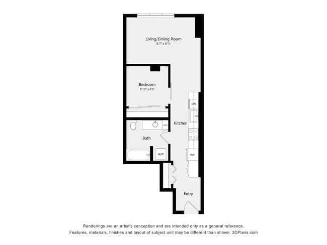 Urban One Bed One Bath 7 ARCH 419 floor plan
