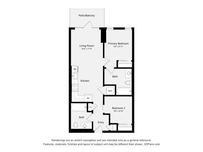Urban Two Bed Two Bath 2 ARCH 404 floor plan