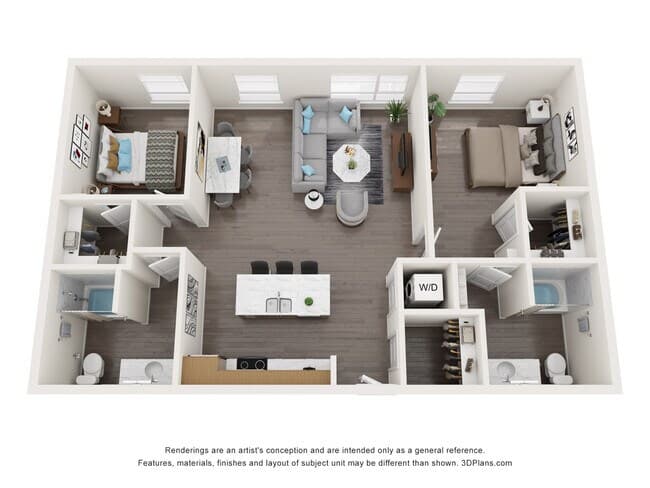 2 Bedrooms D 625 floor plan